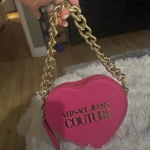 Rare Versace Jeans Collection Hot Pink Heart Shoulder Bag